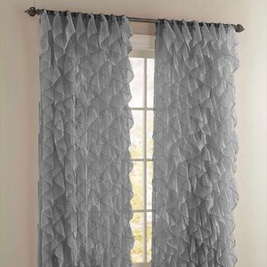 New Rooney 2 Piece Sheer Voile Ruffled Curtain Panels Pair - Gray - 50" X 95”